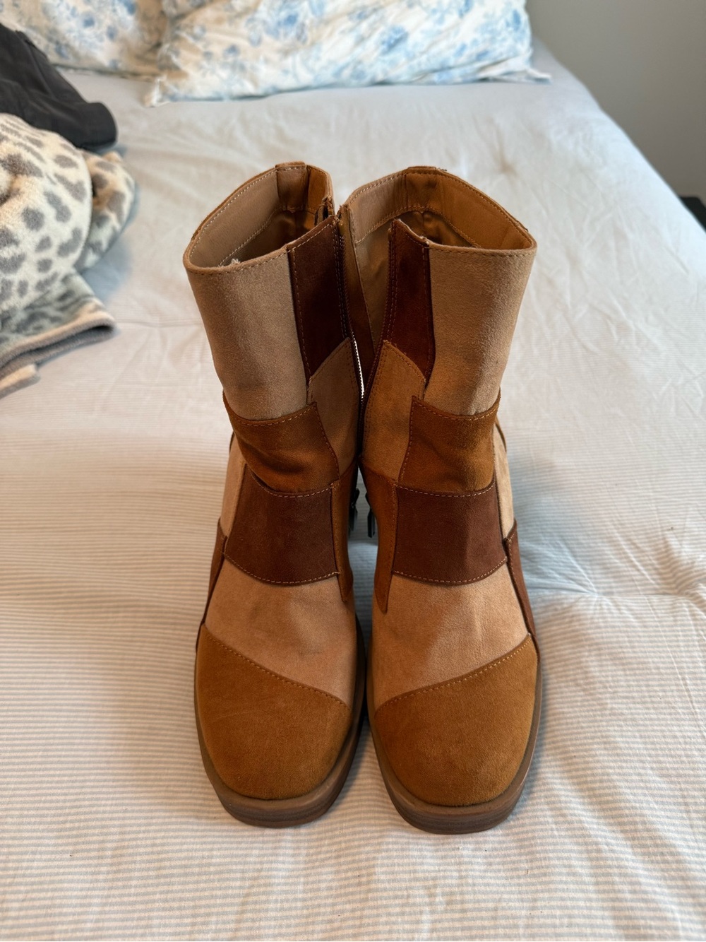 Target Patchwork Suede Ankle Boots